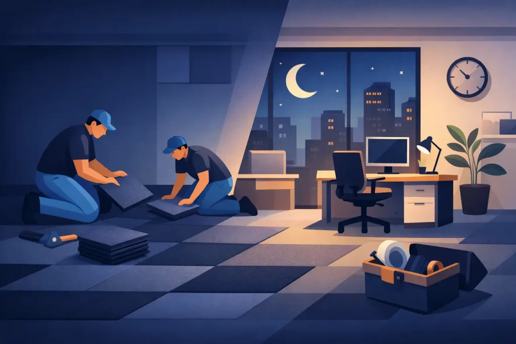 Can Carpet Tiles Be Replaced at Night in Offices?