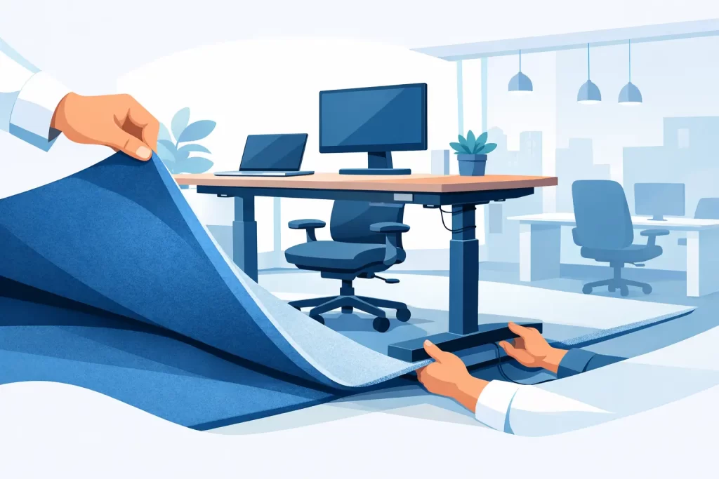 Desk Lifting Carpet Method for Live Offices